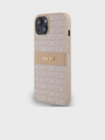 DKNY PU Leather Repeat Pattern Tonal Stripe Back Cover за iPhone 14 Pink DKNY