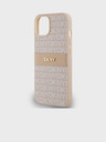 DKNY PU Leather Repeat Pattern Tonal Stripe Back Cover за iPhone 14 Pink DKNY