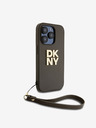 DKNY PU Leather Stack Logo Wrist Strap Back Cover за iPhone 14 Pro Brown DKNY
