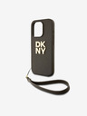 DKNY PU Leather Stack Logo Wrist Strap Back Cover за iPhone 14 Pro Brown DKNY