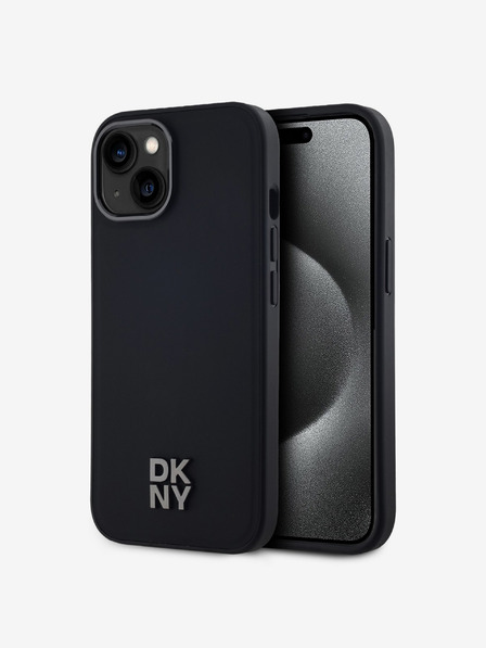 DKNY PU Leather Stack Logo Magsafe Back Cover за iPhone 15 Black DKNY