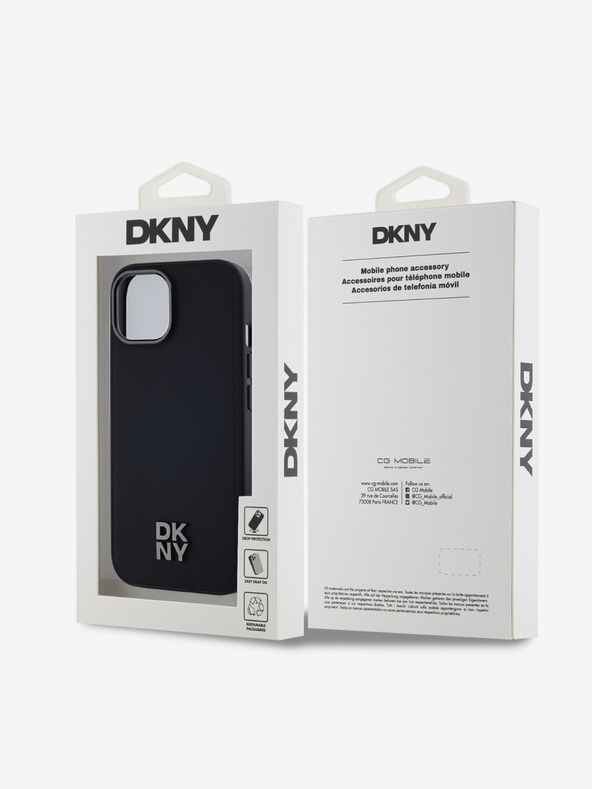 DKNY PU Leather Stack Logo Magsafe Back Cover за iPhone 15 Black DKNY