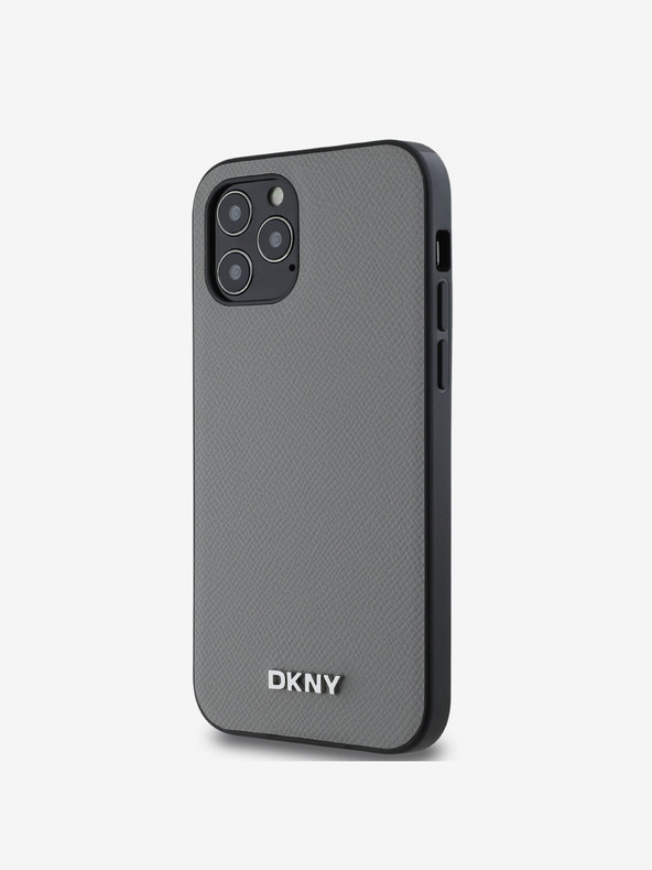 DKNY PU Leather Silver Metal Logo Magsafe Back Cover за iPhone 12/12 Pro Grey DKNY
