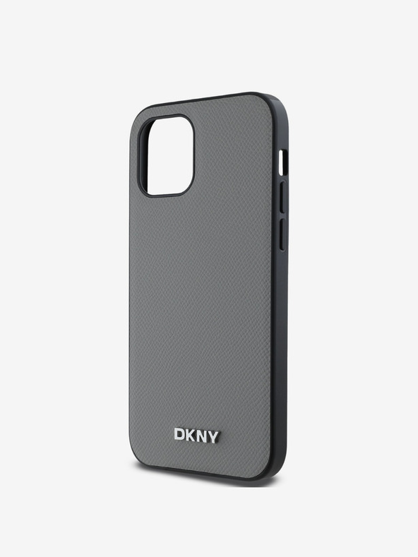 DKNY PU Leather Silver Metal Logo Magsafe Back Cover за iPhone 12/12 Pro Grey DKNY