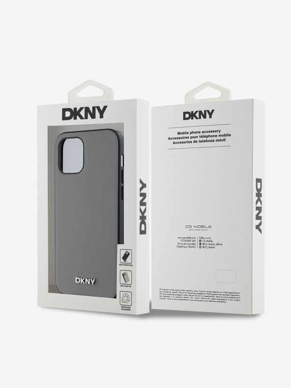 DKNY PU Leather Silver Metal Logo Magsafe Back Cover за iPhone 12/12 Pro Grey DKNY
