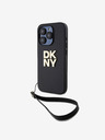 DKNY PU Leather Stack Logo Wrist Strap Back Cover за iPhone 14 Pro Black DKNY