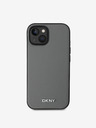 DKNY PU Leather Silver Metal Logo Magsafe Back Cover за iPhone 15 Grey DKNY