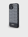 DKNY PU Кожа с повтарящ се десен на долната част на лентата MagSafe заден капак за iPhone 13 Black DKNY