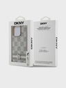 DKNY Заден капак от карирана кожа с шарка и райе за iPhone 14 Pro Max Beige DKNY