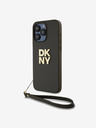 DKNY PU Leather Stack Logo Wrist Strap Back Cover за iPhone 15 Pro Brown DKNY