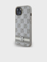 DKNY Заден капак от карирана кожа с шарка и райе за iPhone 15 Beige DKNY