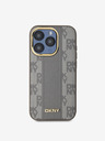 DKNY PU Кожа с кариран модел Magsafe заден капак за iPhone 15 Pro Max Beige DKNY