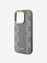 DKNY PU Кожа с кариран модел Magsafe заден капак за iPhone 15 Pro Max Beige DKNY