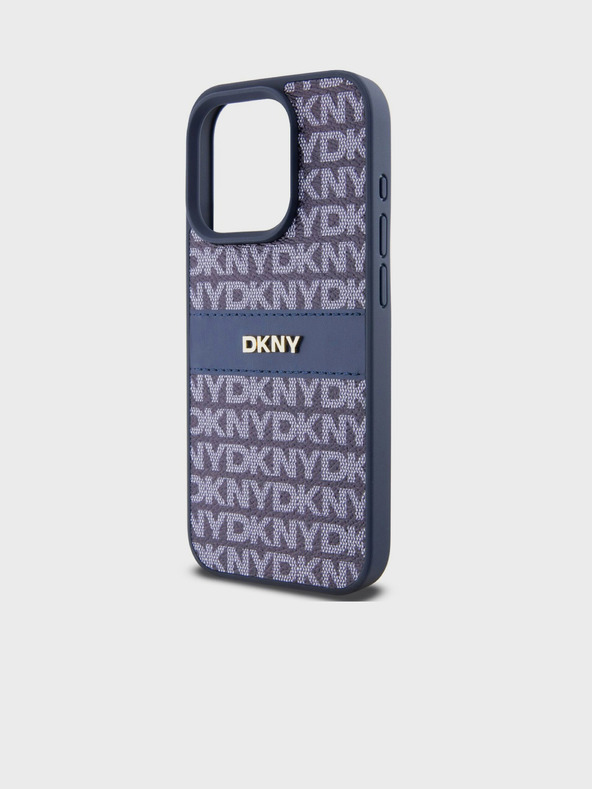 DKNY PU Leather Repeat Pattern Tonal Stripe Back Cover за iPhone 14 Pro Blue DKNY