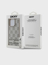DKNY Заден капак от карирана кожа с шарка и райе за iPhone 15 Pro Beige DKNY