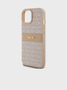 DKNY PU Leather Repeat Pattern Tonal Stripe Back Cover за iPhone 15 Pink DKNY