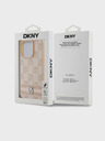 DKNY Заден капак от карирана кожа с шарка и райе за iPhone 15 Pro Pink DKNY