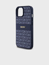 DKNY PU Leather Repeat Pattern Tonal Stripe Back Cover за iPhone 15 Blue DKNY