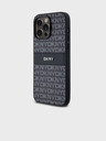 DKNY Заден капак от PU кожа с повтарящ се десен с тонове ивици за iPhone 14 Pro Black DKNY