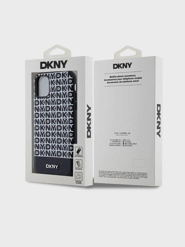 DKNY PU Кожа с повтарящ се десен с долна ивица MagSafe заден капак за iPhone 11 черен DKNY