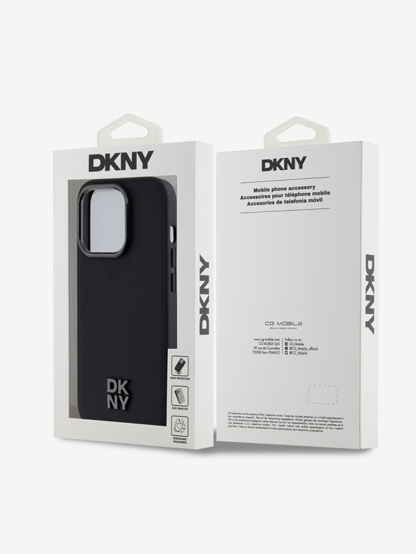 DKNY PU Leather Stack Logo Magsafe Back Cover за iPhone 15 Pro Max Black DKNY