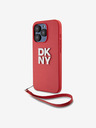 DKNY PU Leather Stack Logo Wrist Strap Back Cover за iPhone 15 Pro Max Red DKNY