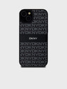 DKNY Заден капак от PU кожа с повтарящ се десен Tonal Stripe за iPhone 15 Plus Black DKNY