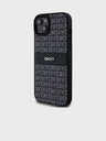 DKNY Заден капак от PU кожа с повтарящ се десен Tonal Stripe за iPhone 15 Plus Black DKNY