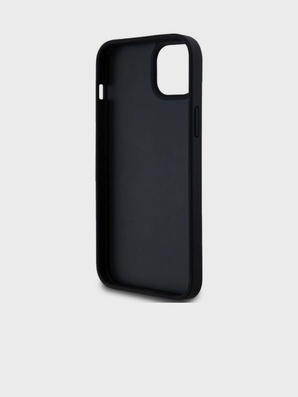 DKNY Заден капак от PU кожа с повтарящ се десен Tonal Stripe за iPhone 15 Plus Black DKNY