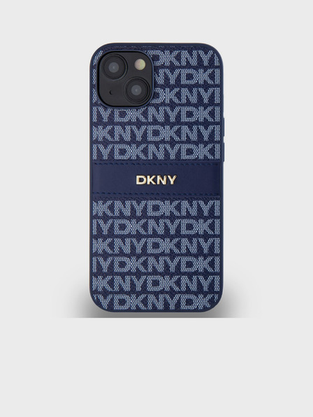 DKNY PU Leather Repeat Pattern Tonal Stripe Back Cover за iPhone 14 Blue DKNY