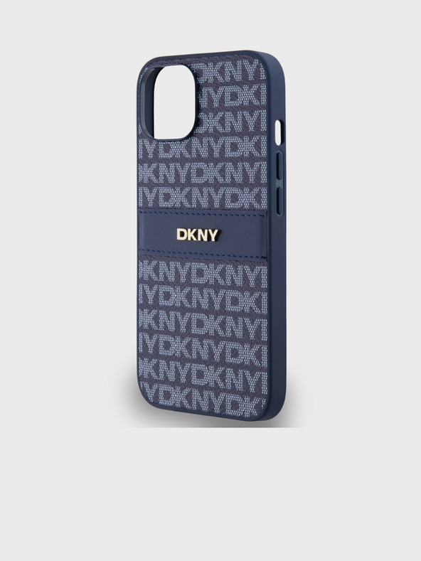 DKNY PU Leather Repeat Pattern Tonal Stripe Back Cover за iPhone 14 Blue DKNY