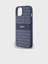 DKNY PU Leather Repeat Pattern Tonal Stripe Back Cover за iPhone 14 Blue DKNY