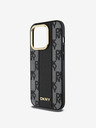 DKNY PU Кожа с кариран десен Magsafe заден капак за iPhone 15 Pro Max Black DKNY