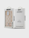 DKNY Заден капак от PU кожа с кариран десен и райе за iPhone 14 Pro Pink DKNY
