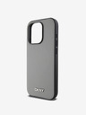DKNY PU Leather Silver Metal Logo Magsafe Back Cover за iPhone 14 Pro Grey DKNY