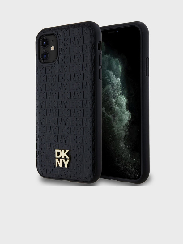 DKNY Заден капак от PU кожа с повтарящ се модел и лого Magsafe за iPhone 11 Black DKNY