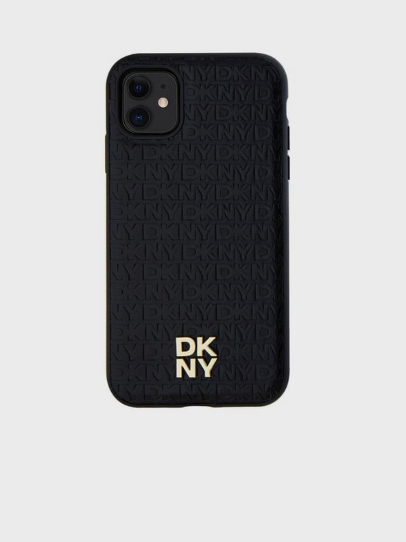 DKNY Заден капак от PU кожа с повтарящ се модел и лого Magsafe за iPhone 11 Black DKNY