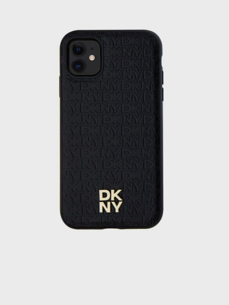DKNY Заден капак от PU кожа с повтарящ се модел и лого Magsafe за iPhone 11 Black DKNY