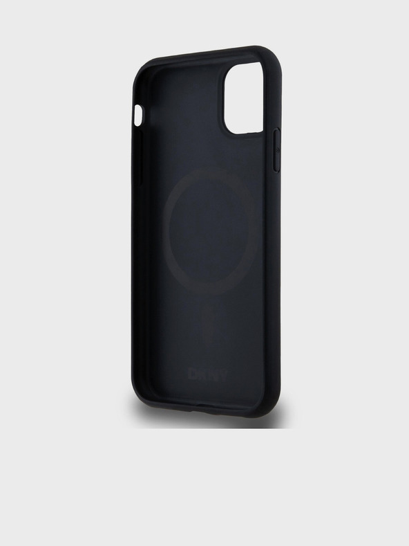 DKNY Заден капак от PU кожа с повтарящ се модел и лого Magsafe за iPhone 11 Black DKNY