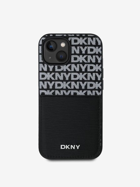 DKNY PU Leather Repeat Pattern Card Pocket Back Cover за iPhone 15 Black DKNY