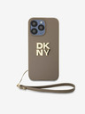 DKNY PU Leather Stack Logo Wrist Strap Back Cover за iPhone 14 Pro Max Beige DKNY