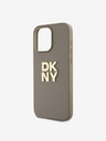 DKNY PU Leather Stack Logo Wrist Strap Back Cover за iPhone 14 Pro Max Beige DKNY