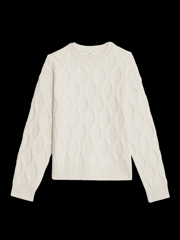 Marks & Spencer Пуловер от мека прежда с текстура и кръгло деколте Marks & Spencer