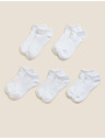 Marks & Spencer Комплект от пет чифта дамски спортни чорапи в бяло Marks & Spencer Trainer Liners™