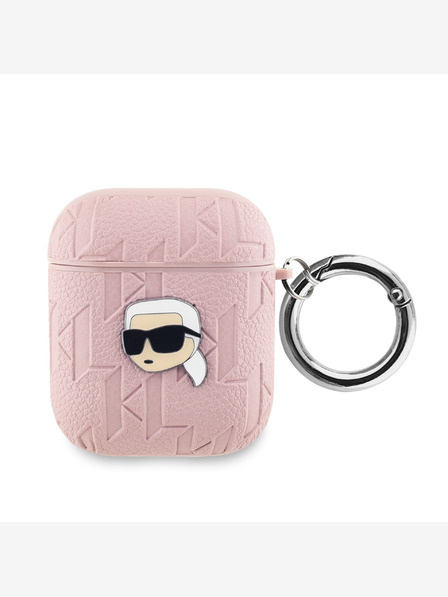 Karl Lagerfeld PU релефен калъф за глава на Карл за AirPods 1/2 Pink Karl Lagerfeld