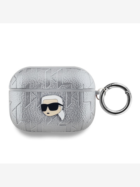 Karl Lagerfeld Karl Lagerfeld PU релефен калъф за глава Karl за AirPods Pro Silver