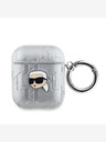 Karl Lagerfeld Karl Lagerfeld PU релефен калъф Karl Head за AirPods 1/2 Silver