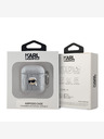 Karl Lagerfeld Karl Lagerfeld PU релефен калъф Karl Head за AirPods 1/2 Silver