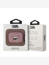 Karl Lagerfeld Карл Лагерфелд PU релефен калъф за глава на Карл за AirPods Pro Pink