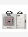 Karl Lagerfeld Карл Лагерфелд PU релефен калъф за глави на Карл и Шупет за AirPods 1/2 Pink